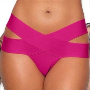 Skims Swim Knit Strappy Bikini Bottom Magenta Size 3X